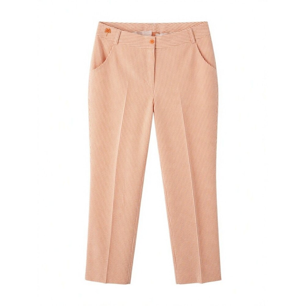 VTG Lilly Pulitzer White Label Seersucker Pants Sz 4 Crop Orange White Sample EU